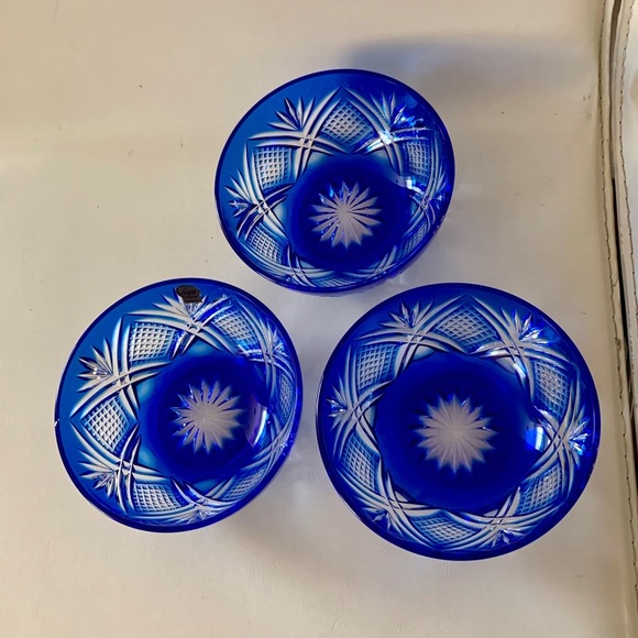 Vintage D’Arques Genuine Lead Crystal Cobalt Blue Bows - Picture 14 of 15